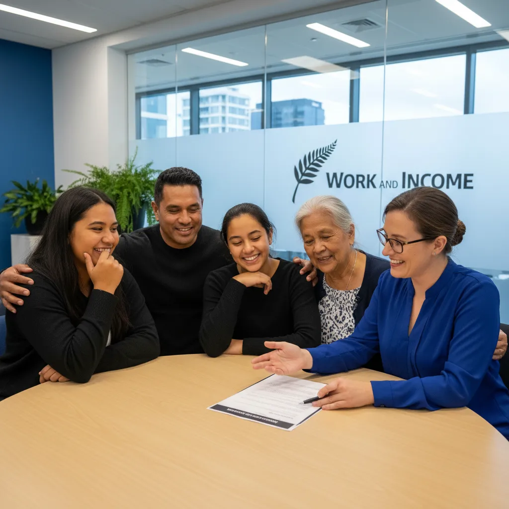 WINZ case worker helping a family with rent assistance NZ application