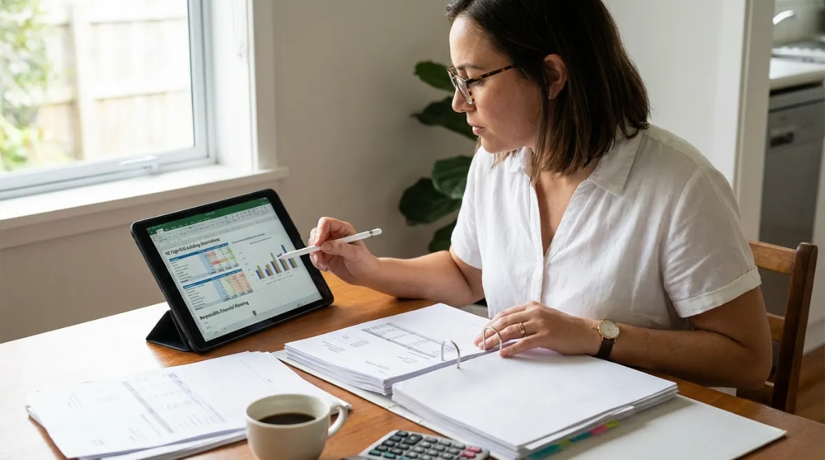 Person reviewing budget before taking payday advance nz