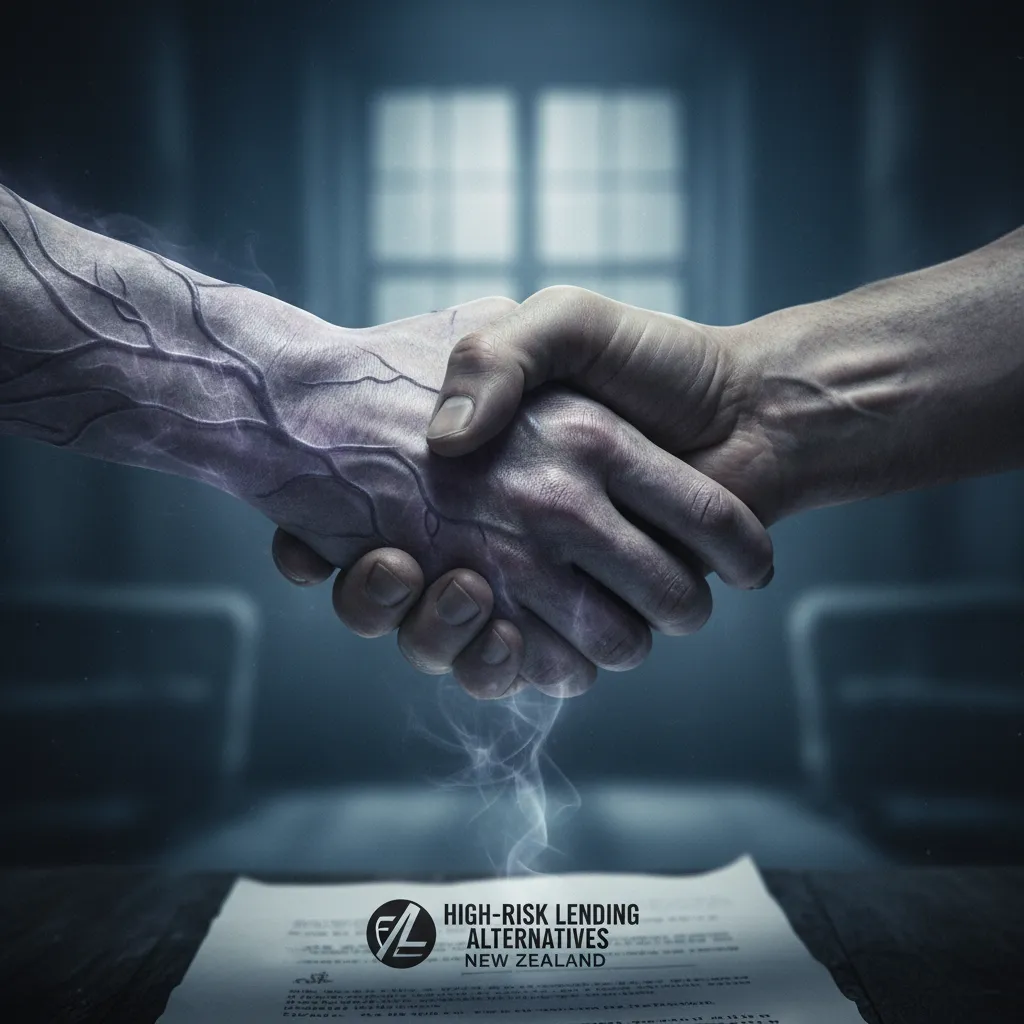 Handshake with an illegal lender, highlighting red flags of predatory lending in NZ