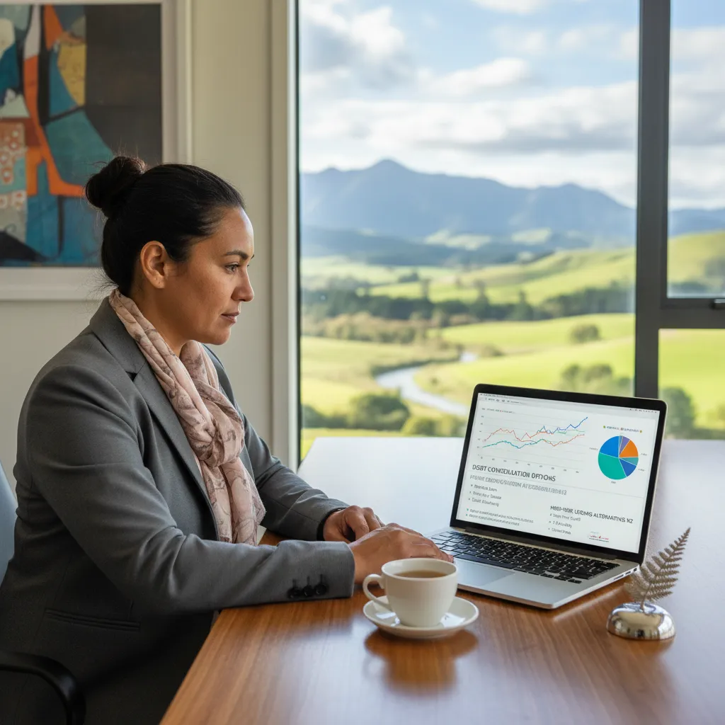 Debt consolidation NZ options displayed on a laptop screen
