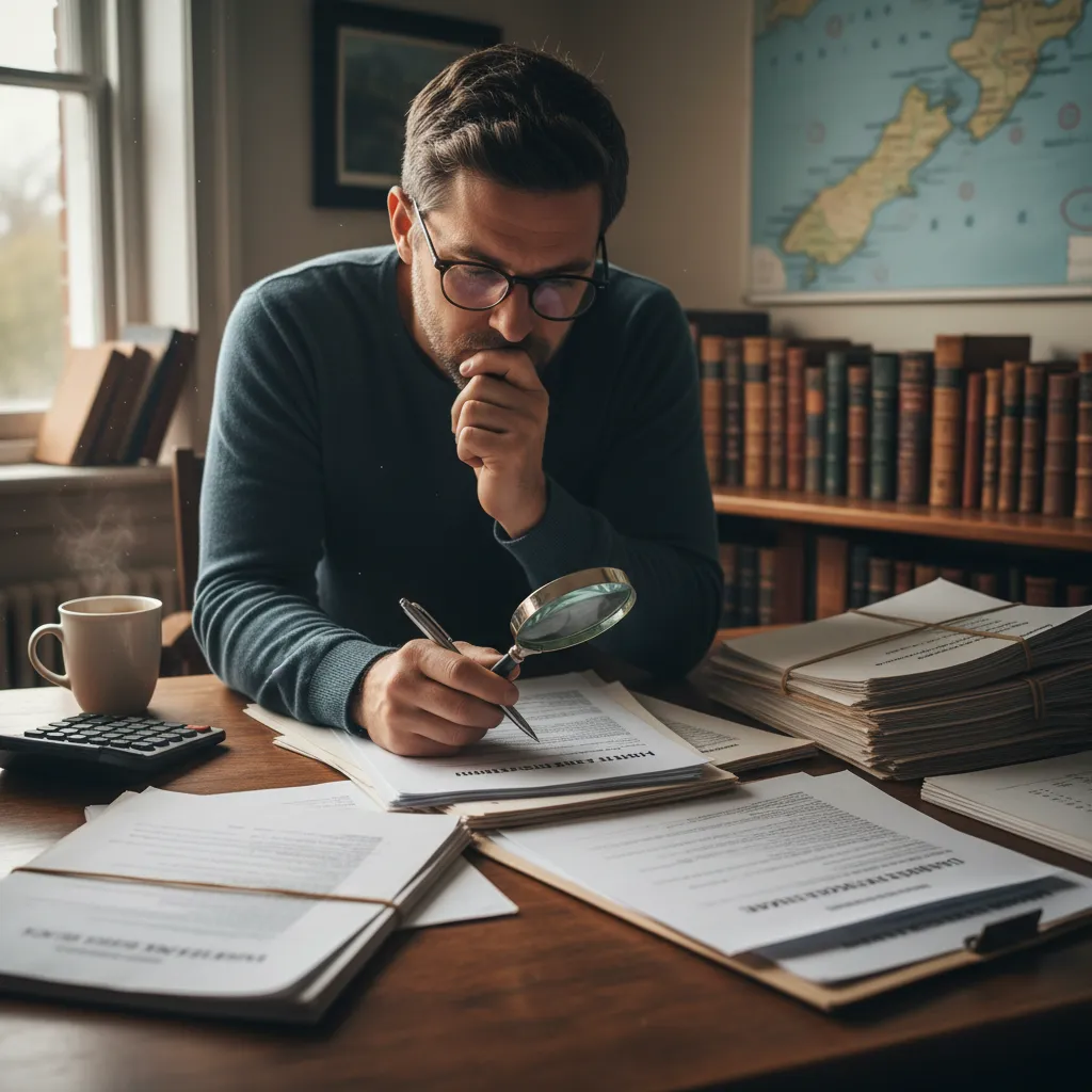 Person verifying financial documents and debt legitimacy in NZ