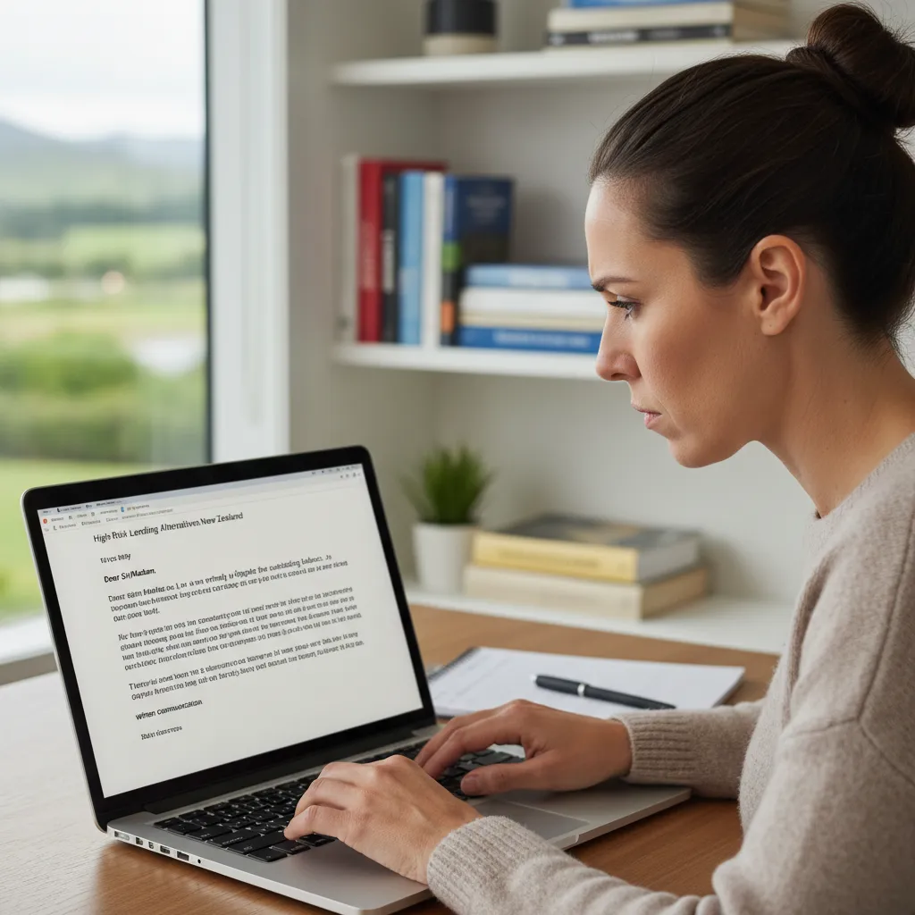 Person writing a formal letter to a debt collector in NZ