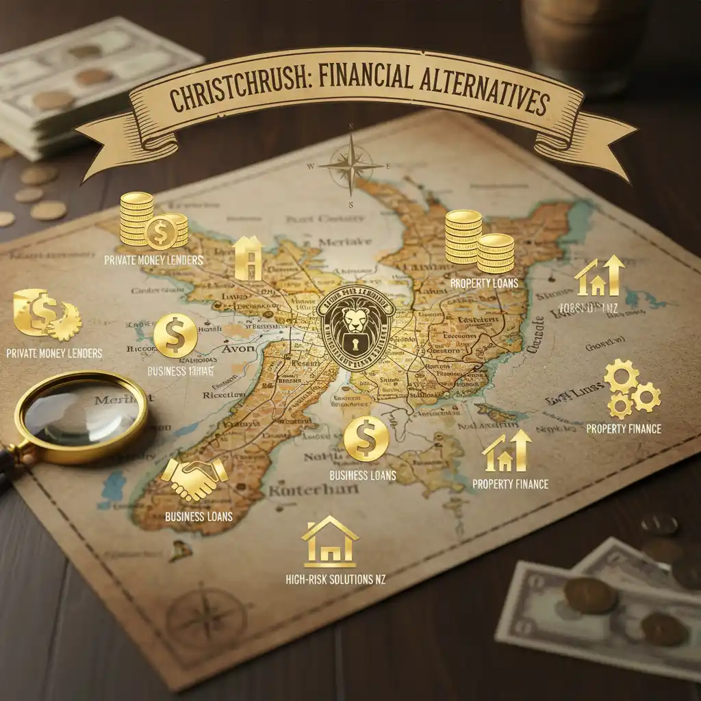 Map of Christchurch highlighting areas for private lending opportunities