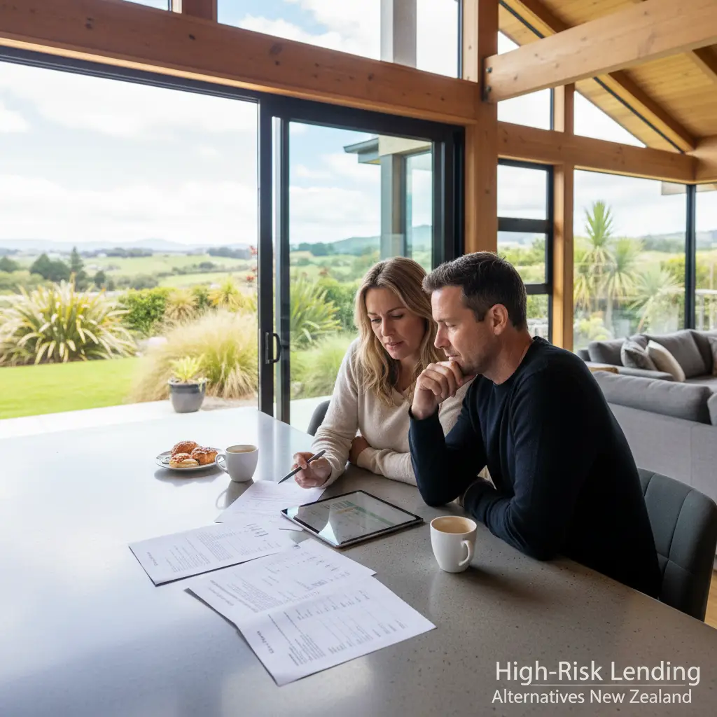 Couple reviewing financial documents for stability in NZ