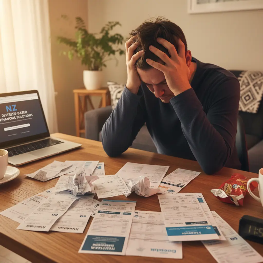 Stressed person needing emergency loans NZ for unexpected bills