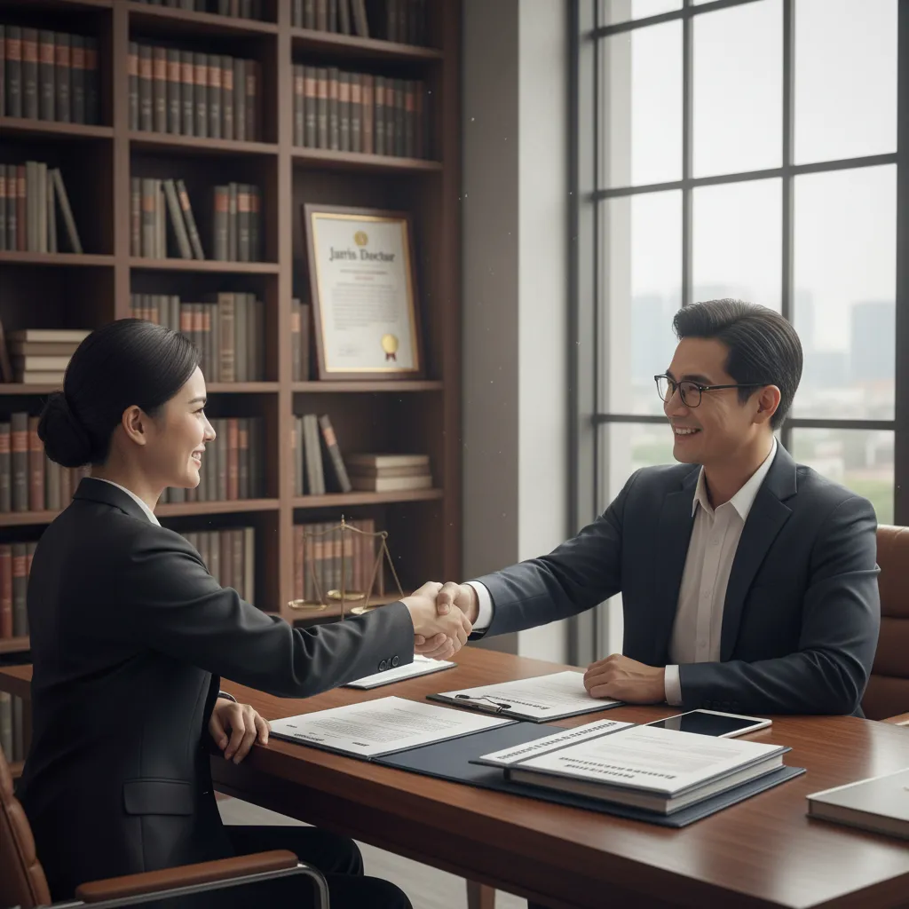 Client shaking hands with consumer protection lawyer after receiving legal advice for predatory loan