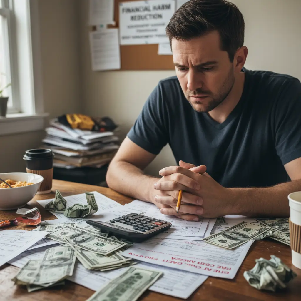 Person stressed by high interest loan debt