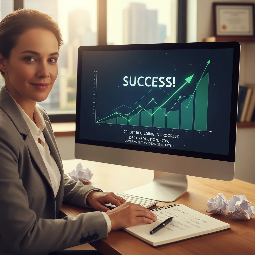 Person successfully rebuilding credit after bankruptcy