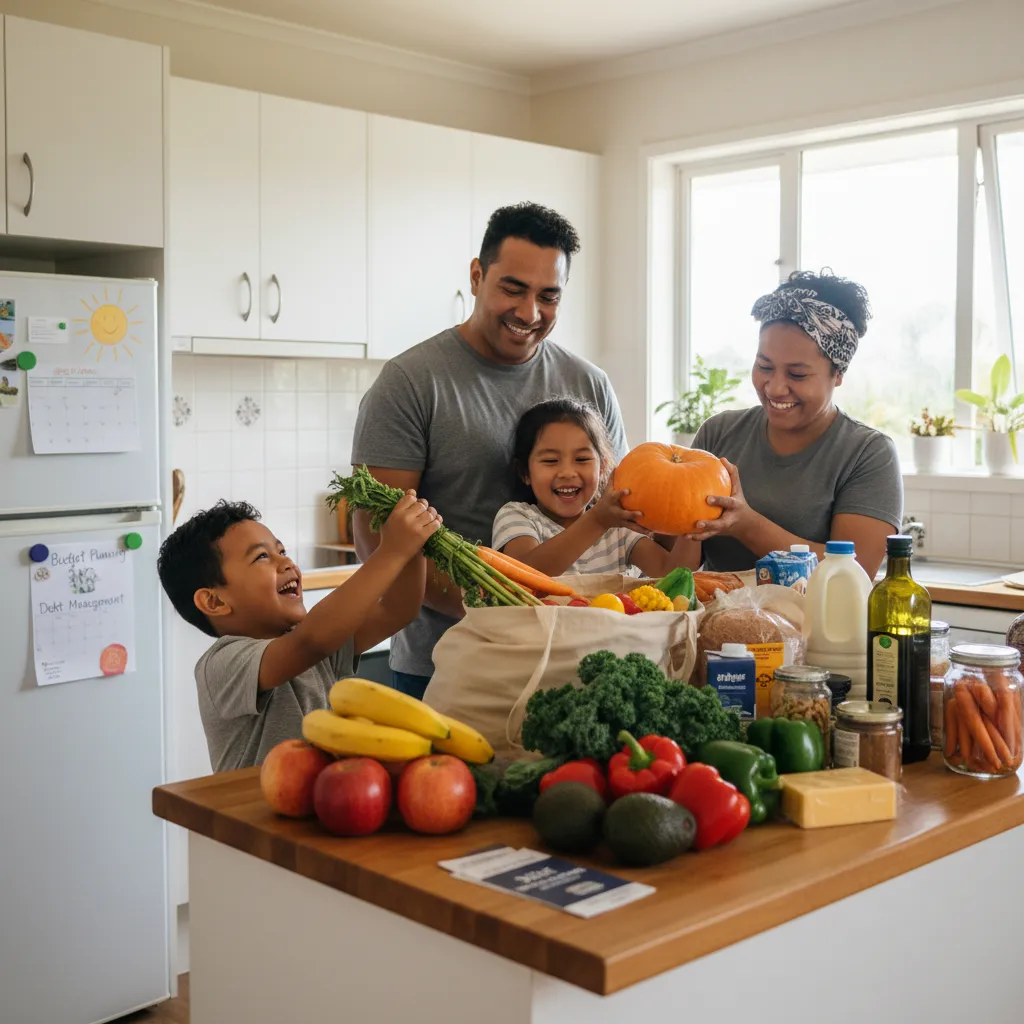Family receiving food and basic needs support from WINZ assistance