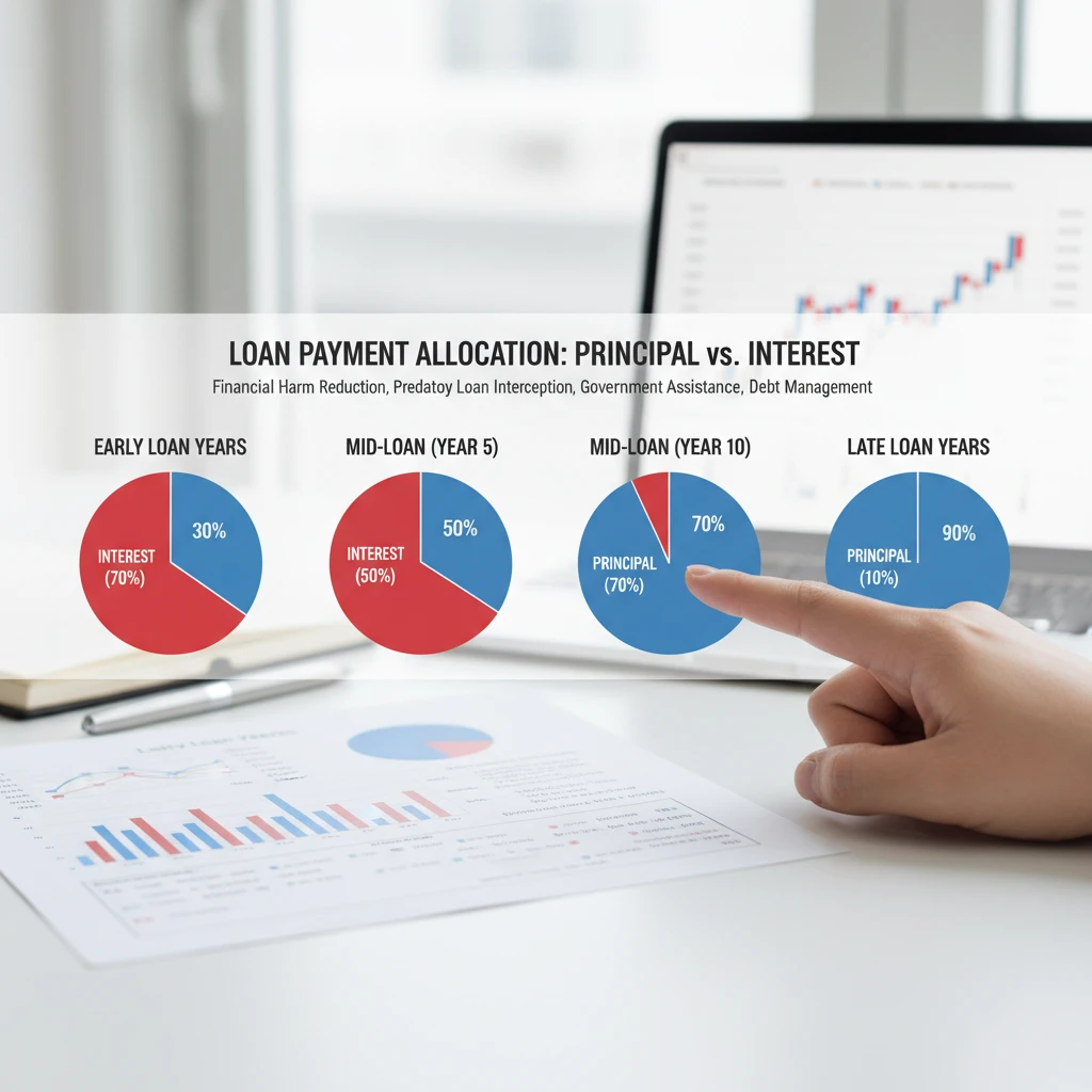 Infographic explaining principal and interest distribution in loan payments