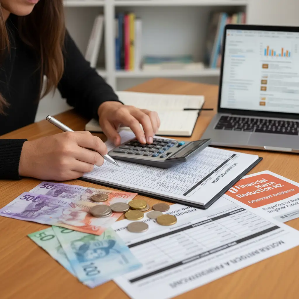 Person budgeting essential living expenses in NZ to determine emergency fund target