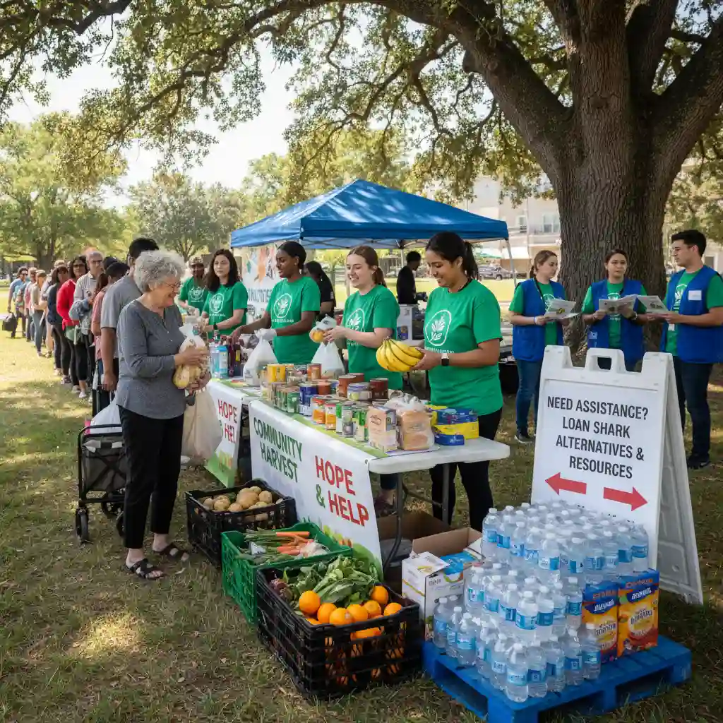 Volunteers at a food pantry offering immediate food assistance programs