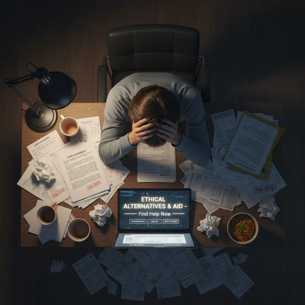 Person stressed about consequences of defaulting on loan