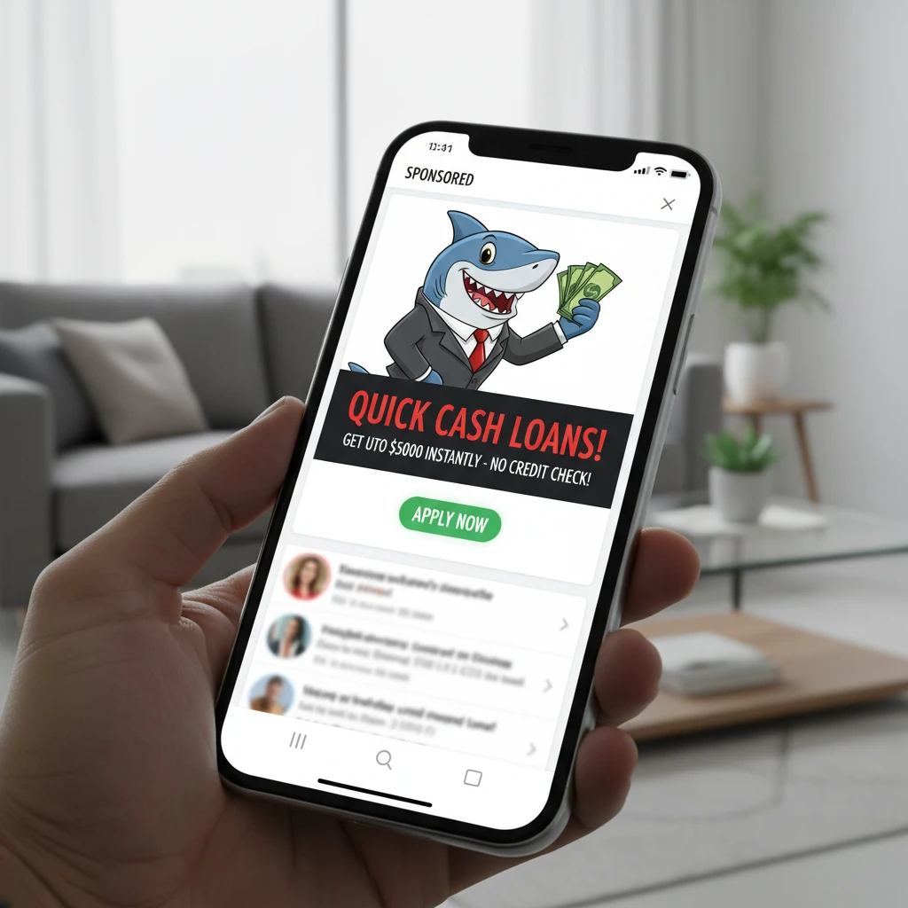 Social media feed showing predatory loan advertisement