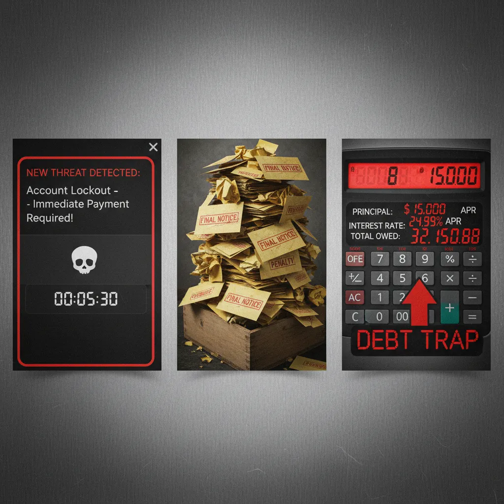 Visual representation of the debt spiral caused by loan sharks