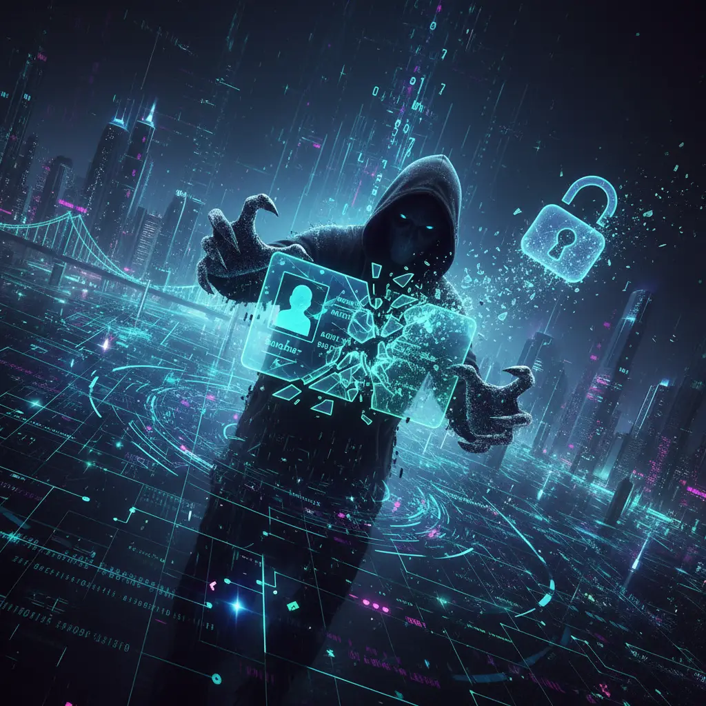 Identity theft concept art related to online loan scams