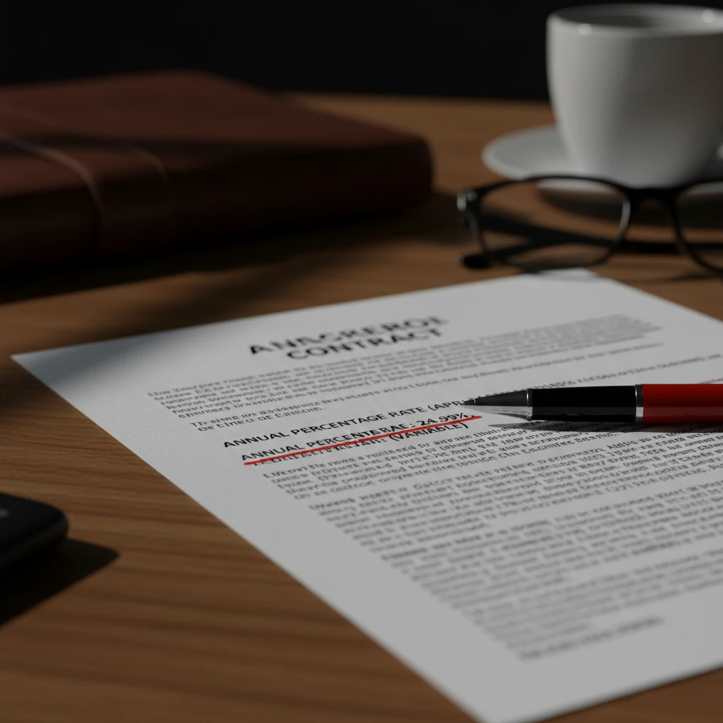 Close up of high interest car finance contract