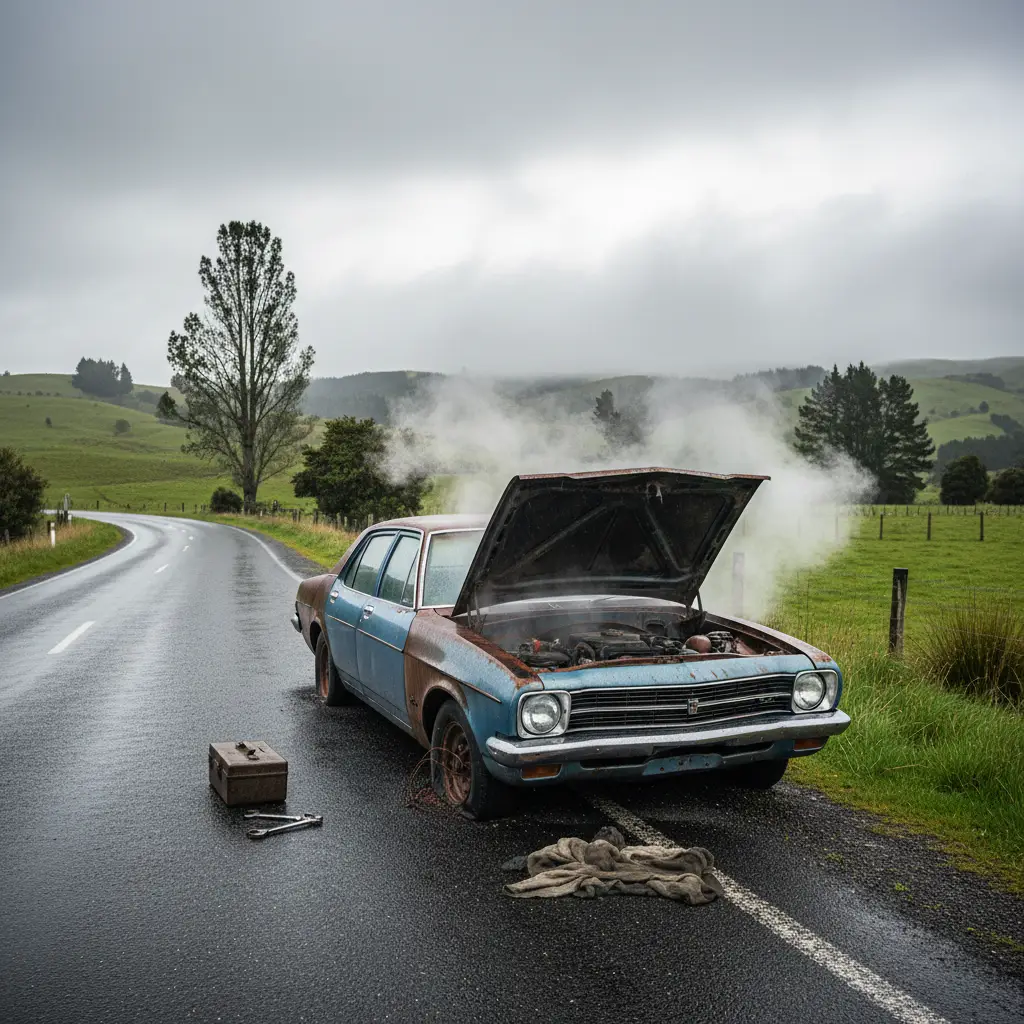 Broken down vehicle representing a lemon car