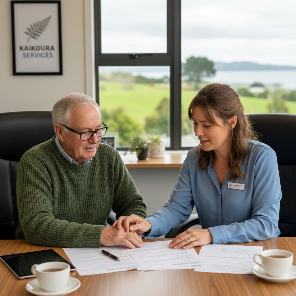 Support worker assisting with WINZ funeral grant application