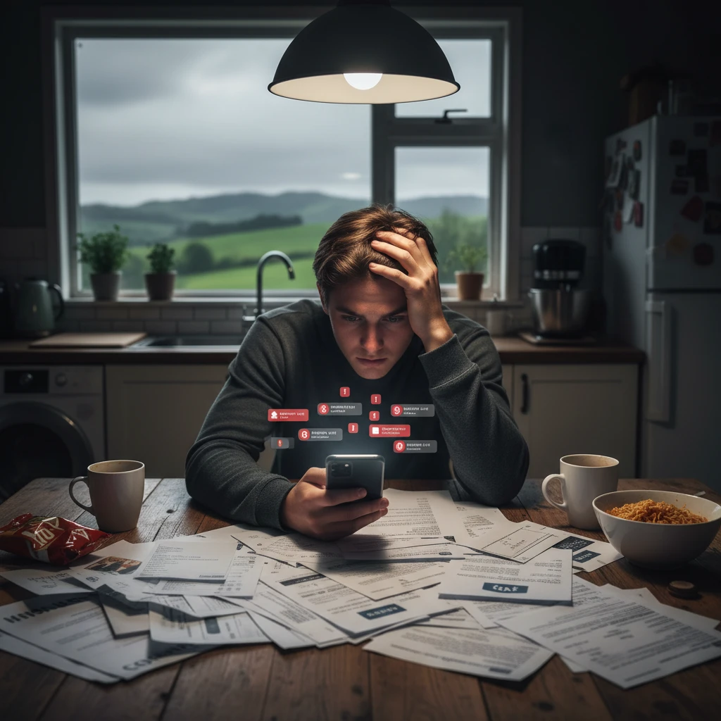 Stressed consumer managing buy now pay later nz risks on smartphone