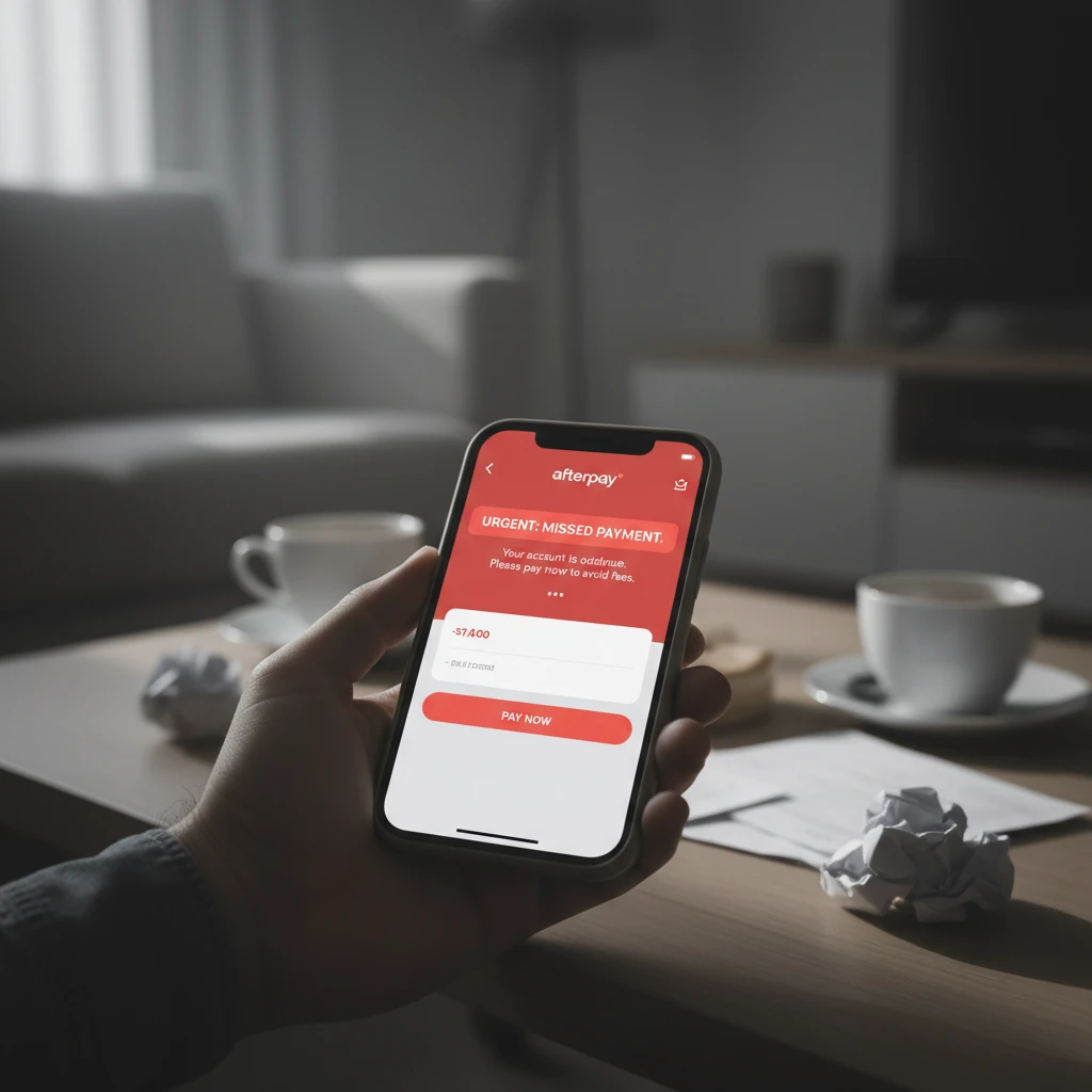 Afterpay app showing missed payment notification