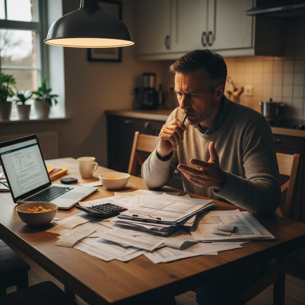 Person reviewing financial documents and avoiding predatory loans